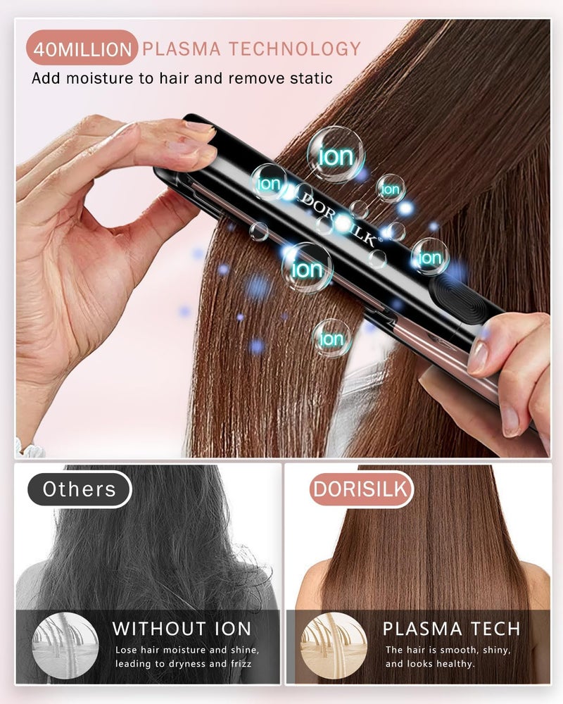 DORISILK 500 Degree High Temp Professional Hair Straightener，30s Fast Heating Ceramic Flat Iron ，2 in 1 Hair Straightener and Curler，Plasma Flat Iron Get Frizz-Free ，Dual Voltage for Travel Using - Image 5